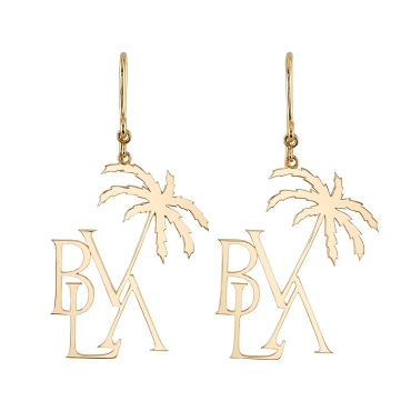 Niki's Palm Tree Monogram Wire Hook Earrings 19-3822